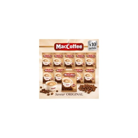 MACCOFFEE – Café instantané 3en1 ORIGINAL – Lot de 10 paquets de 10 sachets – 200 g/paquet – 100 x 20 g
